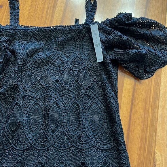 WHBM Off The Shoulder Black Lace Shift Dress - Picture 5 of 7